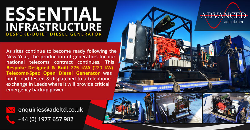 Essential Infrastructure 275 kVA Telecoms Diesel Generator Delivery